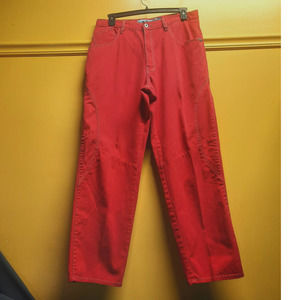 Mecca DNM Hip hop Rap Funky Red Denim Jeans contrast stitching Men's 36